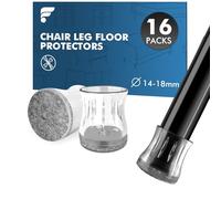 shinfly 16pcs Chair Leg Floor Protectors for 14-18mm, Clear Silicone Chair Leg Caps with Felt Pads, Floor Protectors for Furniture Legs, Anti-Scratch & Noise Reduction