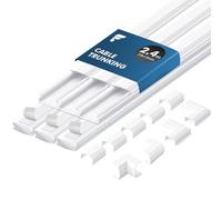 shinfly 2.4m Cable Trunking Kit Self Adhesive - Mini Trunking for Electric Cables, Cable Cover for Cord, Cable Management Wall Raceway - Wire Tidy Concealer Duct for TV - White 25 mm x 13 mm