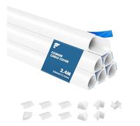 shinfly 2.4m Corner Cable Cover, Quadrant Round Cable Trunking, Trunking for Electric Cables, Wire Covers for Cables, Self Adhesive Trunking for Corner and Bottom of Wall - White 20mm x 10.5 mm