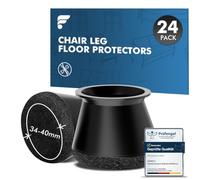 shinfly 24 Pcs Chair Leg Floor Protectors, Fits Furniture Legs Ø34-40mm | Black Silicone Chair Leg Caps for Large Chair Legs, Table Legs and Sofa Legs, No Scratches, No Noise, Round
