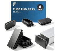 shinfly 30x20mm Rectangular Tube Inserts, Black PE Plastic End Caps,6 Pack | Box Section End Caps for Steel, Aluminium & Metal Tubes, Rectangular Tube Plugs for Tables, Desks, Chairs, Bed, Furniture