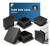 shinfly 30x30 mm Square Tube Inserts, Black PE Plastic End Caps, 6 Pack | Box Section End Caps for Steel, Aluminium & Metal Tubes, Square Tube Plugs for Tables, Desks, Chairs, Bed, Furniture