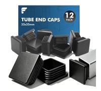 shinfly 35x35 mm Square Tube Inserts, Black PE Plastic End Caps, 12 Pack | Box Section End Caps for Steel, Aluminium & Metal Tubes, Square Tube Plugs for Tables, Desks, Chairs, Bed, Furniture