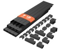 shinfly 4.8m Cable Trunking Black, Trunking for Electric Cables - 20x10 mm | Cable Cover, Black Trunking for Hiding Cables, Self Adhesive Wire Cover, Paintable Cable Tidy for Wall, TV (0.4m x 12-pack)