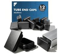 shinfly 40 x 30 mm Rectangular Tube Inserts, Black PE Plastic End Caps for Steel, Aluminium & Metal Box Section Tubes, Rectangular Tube Plugs, Fits 1.2-2.0 mm Wall Thickness, Pack of 12