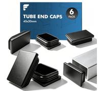 shinfly 40x30 mm Rectangular Tube Inserts, Black Plastic End Caps, 6 Pack | Box Section End Caps for Steel, Aluminium & Metal Tubes, Rectangular Tube Plugs for Tables, Desks, Chairs, Bed, Furniture