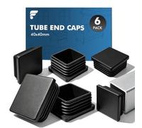 shinfly 40x40 mm PE Plastic End Caps, Black Square Tube Inserts, 6 Pack | Box Section End Caps for Steel, Aluminium & Metal Tubes, Square Tube Plugs for Tables, Desks, Chairs, Bed, Furniture