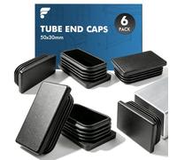 shinfly 50 x 30 mm Rectangular Tube Inserts, Black PE Plastic End Caps for Steel, Aluminium & Metal Box Section Tubes, Rectangular Tube Plugs, Fits 1.2-2.0 mm Wall Thickness, Pack of 6