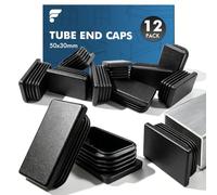 shinfly 50x30 mm Rectangular Tube Inserts, Black Plastic End Caps, 12 Pack | Box Section End Caps for Steel, Aluminium & Metal Tubes, Rectangular Tube Plugs for Tables, Desks, Chairs, Bed, Furniture