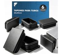 shinfly 60x40mm Rectangular Tube Inserts, Black PE Plastic End Caps, 6 Pack | Box Section End Caps for Steel, Aluminium & Metal Tubes, Rectangular Tube Plugs for Tables, Desks, Chairs, Bed, Furniture
