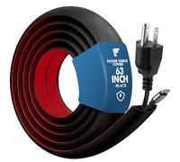 shinfly 63inch Floor Cable Cover, Rubber Self-adhesive Wire Covers, PVC Cable Protector, Flexible Cords Hider for Home, Offices, and Warehouses - Black 0.66in(W) x 0.39inch(H)