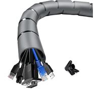 shinfly Cable Tidy Cable Management Sleeve, 10m/32.8ft Wire Tidy Sleeve with a Wire Guide Clip, ∅0.87"+∅1.1"/22mm+28mm Cable Tidy Tube Wire Organizer for TV PC Home, Grey