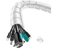 shinfly Cable Tidy Cable Management Sleeve, 10m/32.8ft Wire Tidy Sleeve with a Wire Guide Clip, ∅0.87"+∅1.1"/22mm+28mm Cable Tidy Tube Wire Organizer for TV PC Home, White