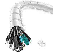 shinfly Cable Tidy Cable Management Sleeve, White, 20m/65.6ft Wire Tidy Tube with a Guide Clip, ∅0.87"/22mm+∅1.1"/28mm, Cable Organizer for TV PC