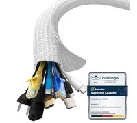 shinfly Cable Tidy Sleeve, 19mm/∅0.75"-10m/32.84ft Self-Closing Cable Duct, Cable Management, Cable Sleeve,Wire Tidy for Desk, TV, Computer, PC, Cable Protection for Dogs, Cats, White