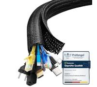 shinfly Cable Tidy Sleeve, 19mm/∅0.75"-6m/19.69ft Self-Closing Cable Duct, Cable Management, Cable Sleeve,Wire Tidy for Desk, TV, Computer, PC, Cable Protection for Dogs, Cats, Black