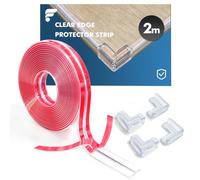 shinfly Clear Edge Protector Strip 2m×10mm + 4 Corner Protectors for Kids | Baby Proofing Furniture Guard, Soft 2mm Thick Self-Adhesive Safety Edge & Corner Guards for Tables, Desks, Cabinets & Walls
