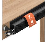 shinfly Desk Cable Management, 4 x 15.7inch Under Desk Cable Management, J Channel Cable Raceway Black for PC, TV- 15.7(L) x 1.02(W) x 1.97inch(H)