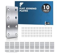 shinfly Flat Joining Plates Brackets, 10 pcs (40mm×120mm) Flat Brackets for Wood Stainless Steel with 80 Pieces of Screws, Metal Plate Joining Plates for Wood, Mending Plates for Furniture, Chair
