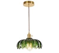 SHINGJIAO Glass Pendant Light Vintage Light Fixtures, Glass Pendant Lights Kitchen Island, Gold Pendant Light, Modern Chandelier Pendant Shade Green Light Fixture for Bedroom Hotel Dining Room