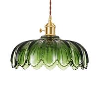 SHINGJIAO Glass Pendant Lights Kitchen Island, Vintage Pendant Light Fixtures Green Dining Room Light Fixtures Over Table, Pendant Lighting for Kitchen Island, Schoolhouse, Entryway, Foyer, E27