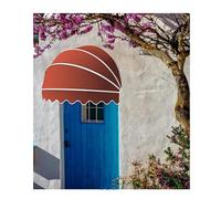 SHINGJING French Curved Awning,Outdoor Door Window Awning,Collapsible Hemispherical Door Canopy,Anti-UV Canvas Dome Awning,Front/Back Door Cover, For Patio Cafes Decoration(B,Diameter:130cm/51.18in)
