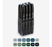 ShinHan : Touch Twin 12 Marker Pen Set : Blue / Green Grey