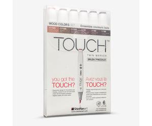 ShinHan : Touch Twin 6 Brush Marker Pen Set : Wood Colors