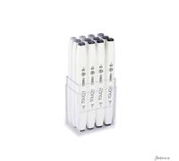 ShinHan Touch Twin Brush Marker Pen Set Cool Grey 12 Pack For Illustration