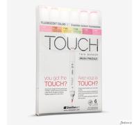ShinHan Touch Twin Brush Marker Pen Set Fluorescent 6 Pack For Art Design