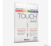 ShinHan Touch Twin Brush Marker Set Plastic 6 Pack For Illustration And Design