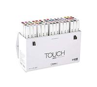 Shinhan Touch Twin Brush Markers 60 Set, Medium Tip, Multicolored, for Drawing and Coloring, Kid and Adult Friendly, Brush Tip, Cardboard Surface Recommended