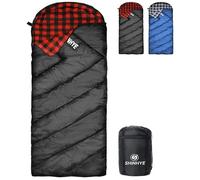 ShinHye 0 Degree Sleeping Bag for Adults - Cotton Flannel 4 Season Cold Weather Winter, XXL Big and Tall Camping Sleeping Bag with Compression Sack (Black1, 90"×35" Right Zip)