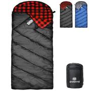 ShinHye 0 Degree Sleeping Bag for Adults - Cotton Flannel 4 Season Cold Weather Winter, XXL Big and Tall Camping Sleeping Bag with Compression Sack (Black1, 90"×35" Left Zip)