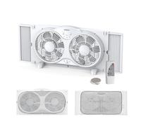 shinic 9" Quiet Window Fan with Remote Control - 2026 Upgraded, 3-Speed Reversible Airflow, Includes Removable Bug Screen, Dust Cover & Foam Sealing Tape, Expandable Panels 24"-37", ETL Listed