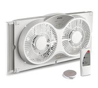 shinic 9" Twin Window Fan with Remote Control,Reversible Airflow,Removable Cover,3 Speeds, 3 Modes, Expandable Panels (From 24" to 37"),ETL Certified, White