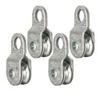 SHINICO 4 Pack Small Snatch Cable Pulley Block for 7mm / 0.29 Inch Wire Rope, Single Pulley Wheel Bearing Inside, Load 70 Lb 4Pack