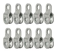 SHINICO 4 Pack Small Snatch Cable Pulley Block for 7mm / 0.29 Inch Wire Rope, Single Pulley Wheel Bearing Inside, Load 70 Lb 10Pack