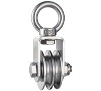 SHINICO Double Cable Pulley Block Heavy Duty Stainless Steel 1 Pack, Bearing Inside, Swivel Single Pulley Wheel, Good for Pulley Lifing System, Loading 1100lb