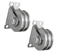SHINICO Double Groove Cable Fixed Pulley Block, Heavy Duty Stainless Steel, Bearing Inside, Good for Pulley Lifing System 2Pack
