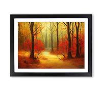 Shining Autumn Forest Framed Wall Art Print A2 Black