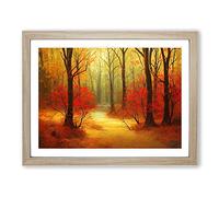 Shining Autumn Forest Framed Wall Art Print A2 Oak