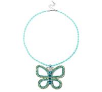 Shining butterfly large pendant collar women s elegant dress jewelry crafted with brilliant colored diamonds vivid design blue-green gradient adjustable chain light and comfortable daily life party hi
