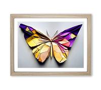 Shining Butterfly WHT Framed Print | A2 Oak Framed Wall Art | Ready to Hang | Modern Animal Picture | Living Room Bedroom Lounge Office
