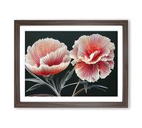 Shining Carnation Flowers Framed Print | A3 Walnut Framed Wall Art | Ready to Hang | Modern Floral Picture | Living Room Bedroom Lounge Office