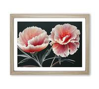 Shining Carnation Flowers Framed Print | A4 Oak Framed Wall Art | Ready to Hang | Modern Floral Picture | Living Room Bedroom Lounge Office