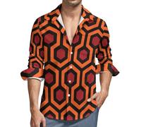 Shining Carpet Pattern Men's Shirt Long Sleeve Print Dress Shirt Wedding Party Beach Shirt Tops M