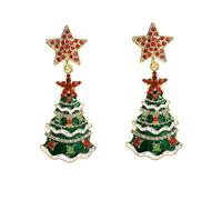 Shining Christmas Light Bulb Tree Elk Snowflake Shape Rhinestone Beaded Earrings for Women Jewelry, Zinc, zinc alloy