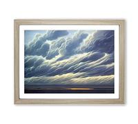 Shining Clouds Framed Print | A4 Oak Framed Wall Art | Ready to Hang | Modern Landscape Picture | Living Room Bedroom Lounge Office