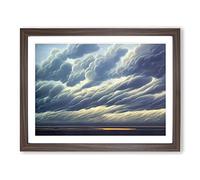 Shining Clouds Framed Print | A4 Walnut Framed Wall Art | Ready to Hang | Modern Landscape Picture | Living Room Bedroom Lounge Office